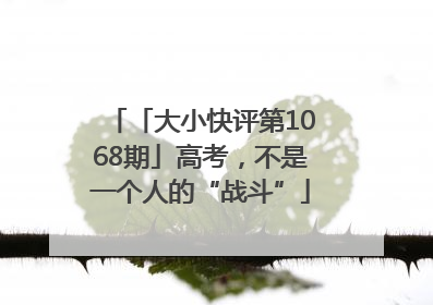 「大小快评第1068期」高考，不是一个人的“战斗”