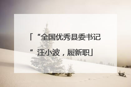 “全国优秀县委书记”汪小波,履新职