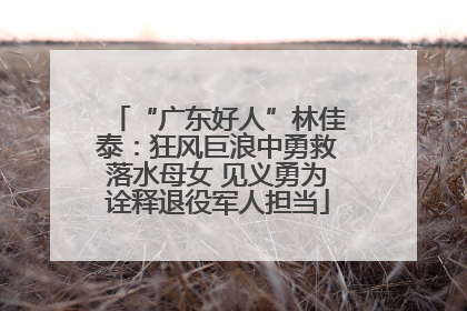 “广东好人”林佳泰：狂风巨浪中勇救落水母女 见义勇为诠释退役军人担当