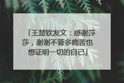 王楚钦发文：感谢莎莎，谢谢不管多痛苦也想证明一切的自己