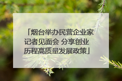 烟台举办民营企业家记者见面会 分享创业历程高质量发展政策