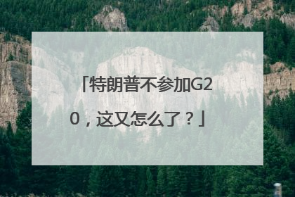 特朗普不参加G20，这又怎么了？
