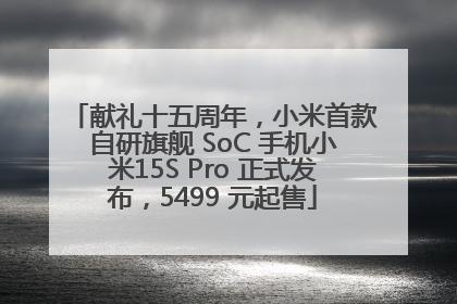 献礼十五周年，小米首款自研旗舰 SoC 手机小米15S Pro 正式发布，5499 元起售
