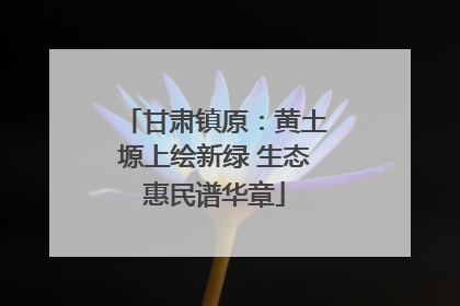 甘肃镇原：黄土塬上绘新绿 生态惠民谱华章