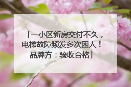 一小区新房交付不久，电梯故障频发多次困人！品牌方：验收合格