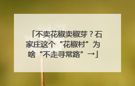 不卖花椒卖椒芽？石家庄这个“花椒村”为啥“不走寻常路”→