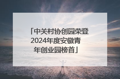中关村协创园荣登2024年度安徽青年创业园榜首