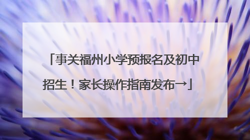 事关福州小学预报名及初中招生！家长操作指南发布→