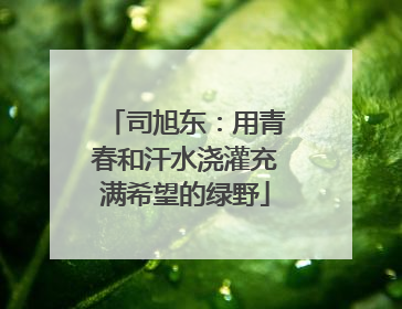 司旭东：用青春和汗水浇灌充满希望的绿野