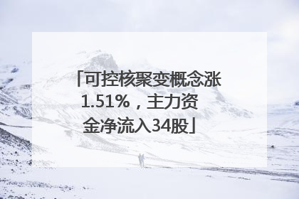 可控核聚变概念涨1.51%，主力资金净流入34股