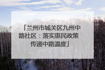 兰州市城关区九州中路社区：落实惠民政策 传递中路温度