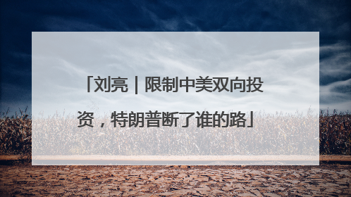 刘亮｜限制中美双向投资，特朗普断了谁的路