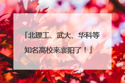 北理工、武大、华科等知名高校来襄阳了！