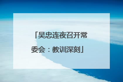 吴忠连夜召开常委会：教训深刻