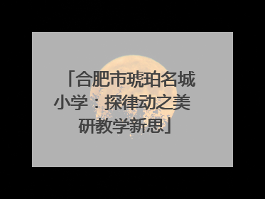 合肥市琥珀名城小学：探律动之美 研教学新思