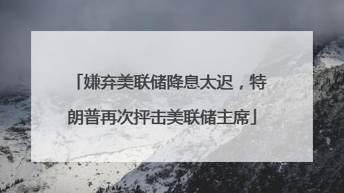 嫌弃美联储降息太迟，特朗普再次抨击美联储主席