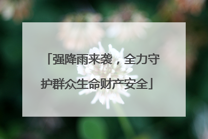 强降雨来袭，全力守护群众生命财产安全