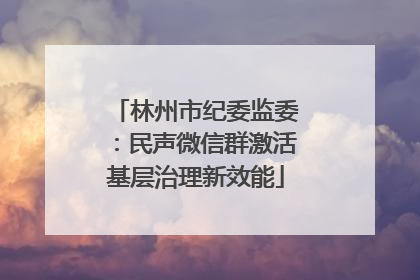 林州市纪委监委：民声微信群激活基层治理新效能