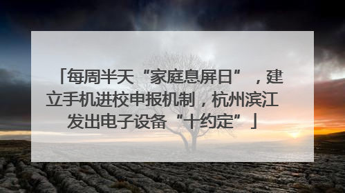 每周半天“家庭息屏日”，建立手机进校申报机制，杭州滨江发出电子设备“十约定”