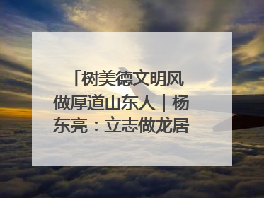 树美德文明风 做厚道山东人｜杨东亮：立志做龙居的“小丸童”