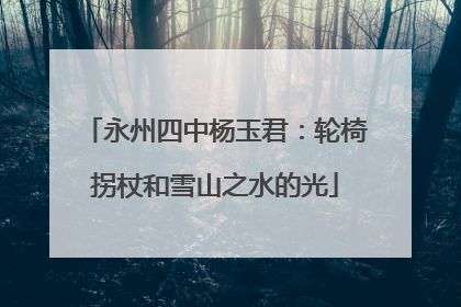 永州四中杨玉君：轮椅拐杖和雪山之水的光