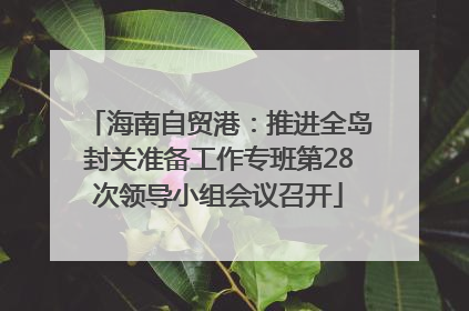 海南自贸港：推进全岛封关准备工作专班第28次领导小组会议召开