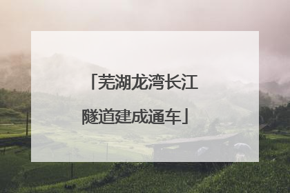 芜湖龙湾长江隧道建成通车