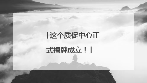 这个质促中心正式揭牌成立！