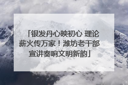 银发丹心映初心 理论薪火传万家！潍坊老干部宣讲奏响文明新韵