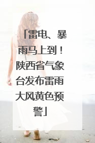 雷电、暴雨马上到！陕西省气象台发布雷雨大风黄色预警