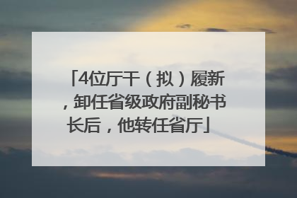 4位厅干（拟）履新，卸任省级政府副秘书长后，他转任省厅